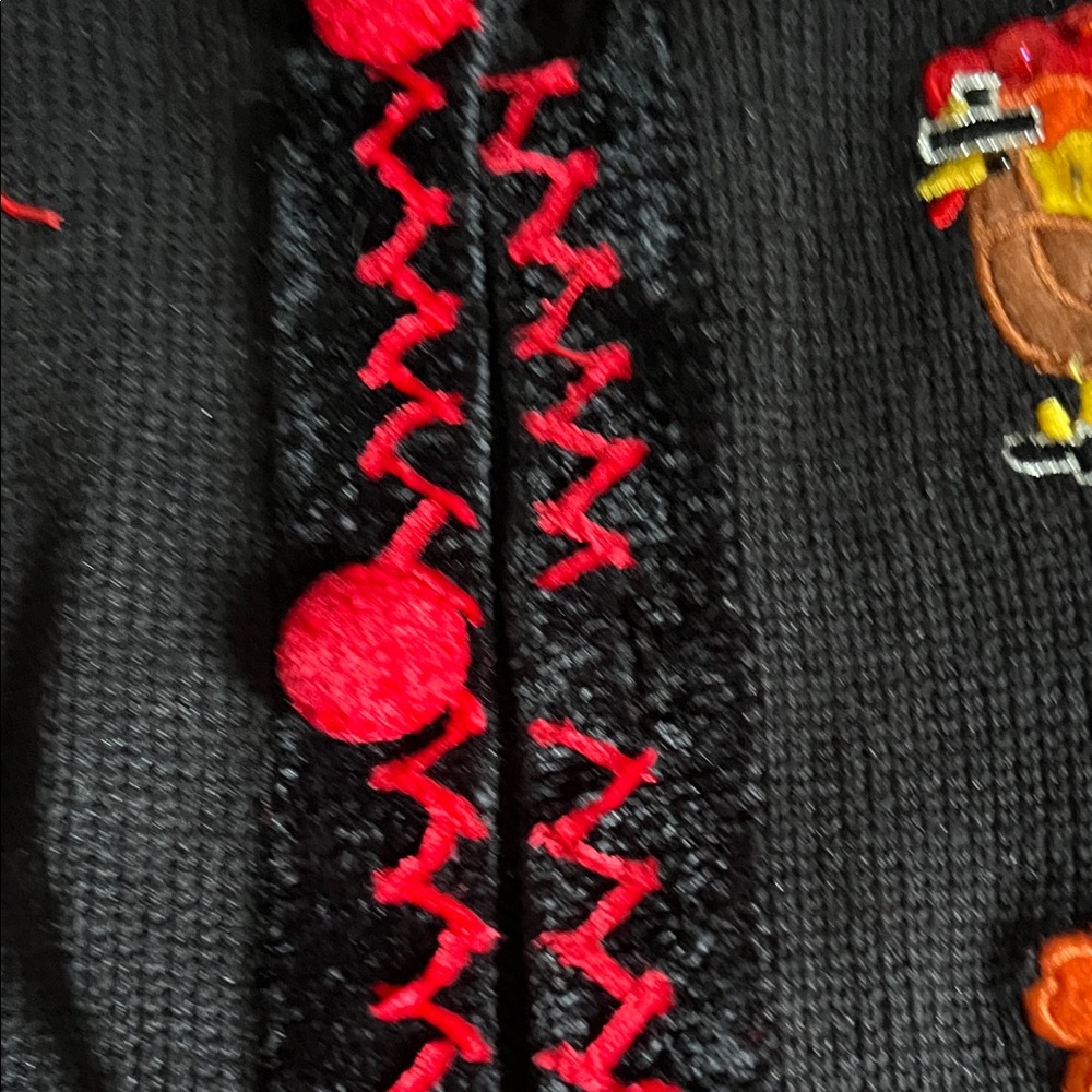 Black Cardigan with Thanksgiving Embroidery - Picture 6 of 10